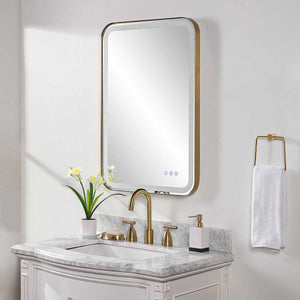 Crofton Lighted Vanity Mirror, Brass - available in various shapes, sizes, and frame styles | Image 9 | InSTYLE Home & Rugs