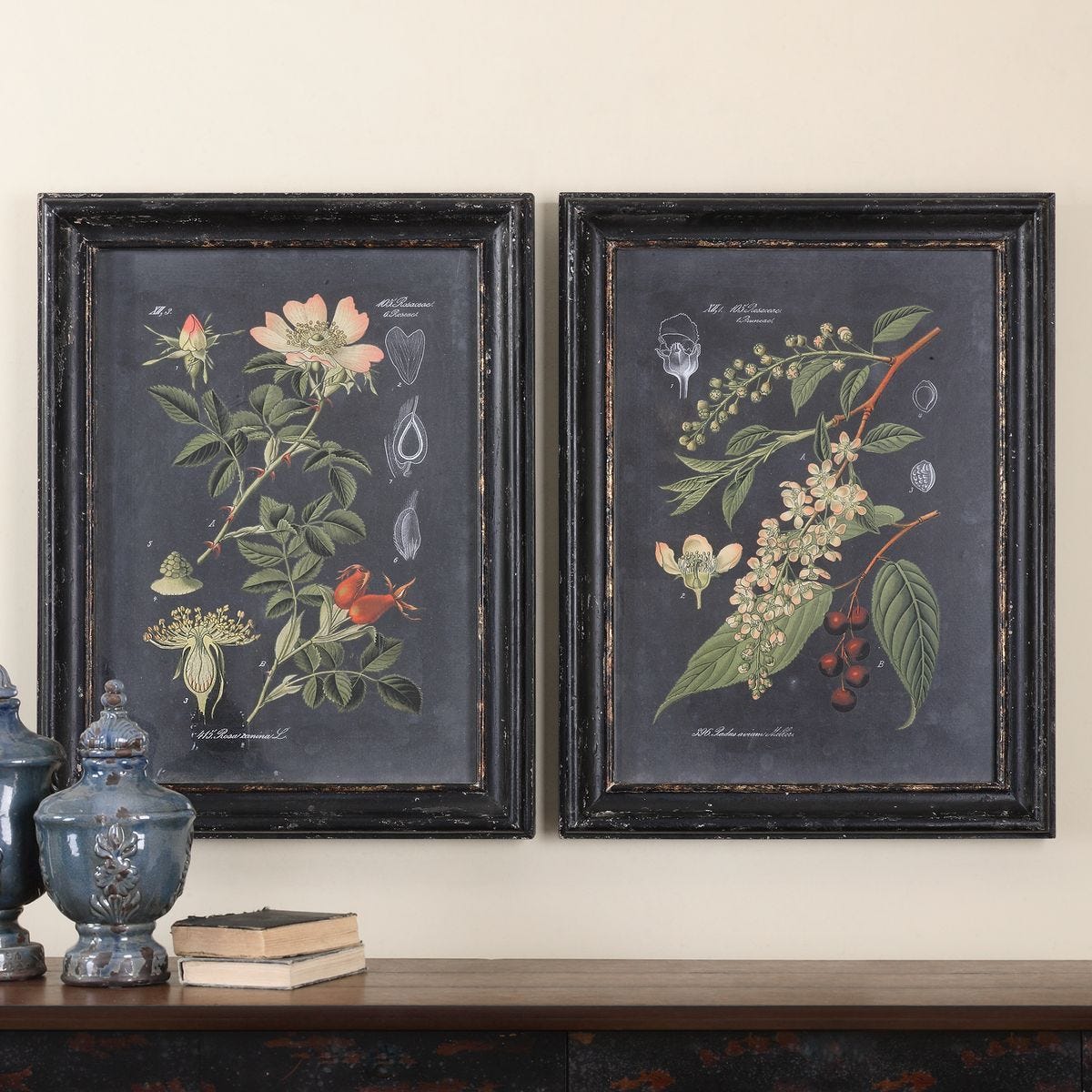Midnight Botanicals Framed Prints, S/2 - bold and creative art for unique interior décor | Image 1 | InSTYLE Home & Rugs