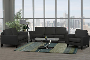 Draper Genuine Leather Collection — Cozy armchairs/sofas/loveseats for reading and relaxation in Toronto | Dark Gray