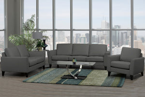 Draper Genuine Leather Collection — Cozy armchairs/sofas/loveseats for reading and relaxation in Toronto | Light Gray