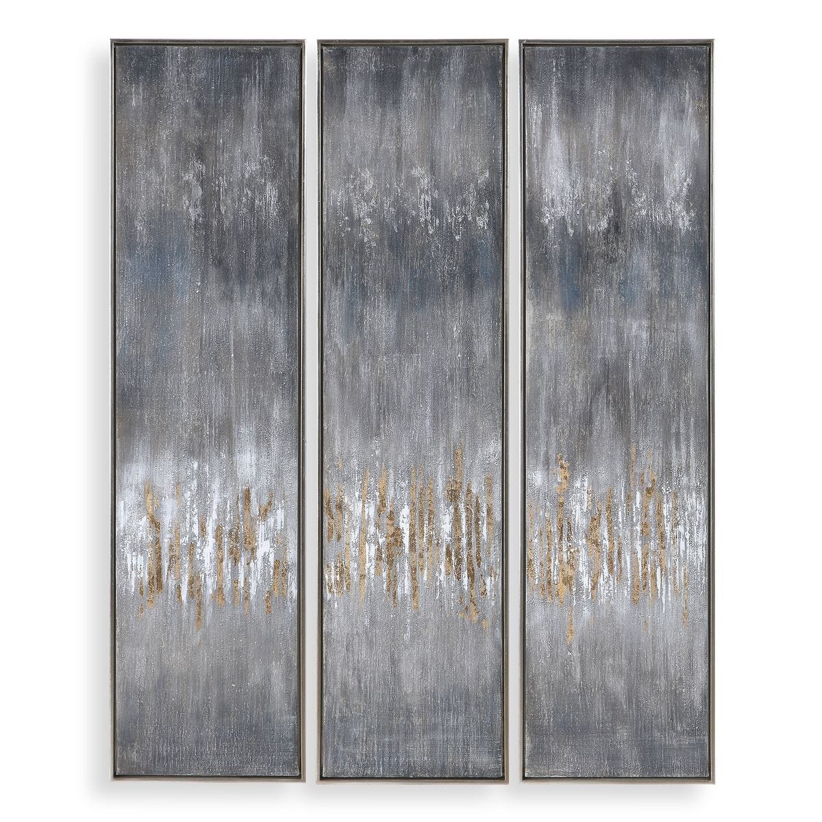 Gray Showers Hand Painted Canvases, S/3 - bold and creative art for unique interior décor | Image 1 | InSTYLE Home & Rugs