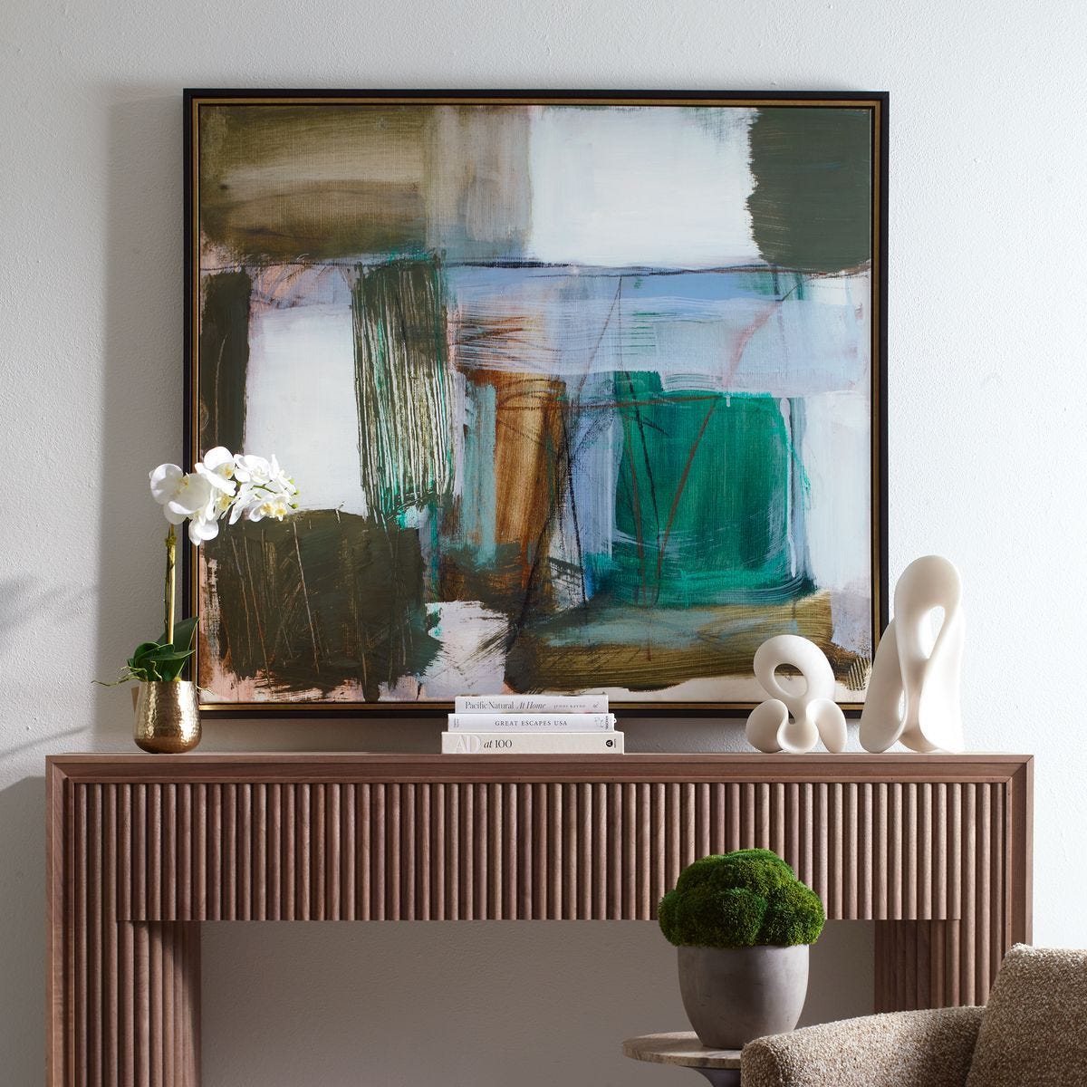 Green Fields Framed Canvas - timeless artwork that brings character to any space | Image 1 | InSTYLE Home & Rugs