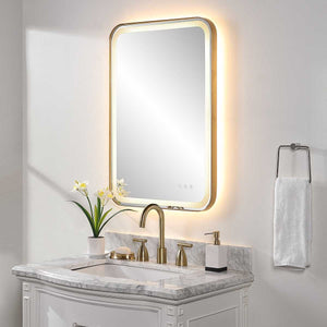 Crofton Lighted Vanity Mirror, Brass - available in various shapes, sizes, and frame styles | Image 4 | InSTYLE Home & Rugs