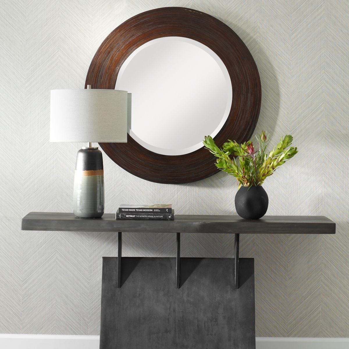 Dutton Round Mirror - perfect for enhancing light and creating a sense of space | Image 1 | InSTYLE Home & Rugs
