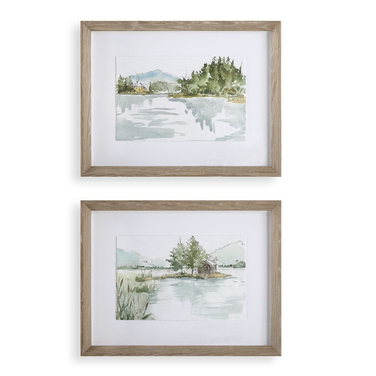 Serene Lake Framed Prints, S/2 - eye-catching art pieces to enhance your home design | Image 1 | InSTYLE Home & Rugs