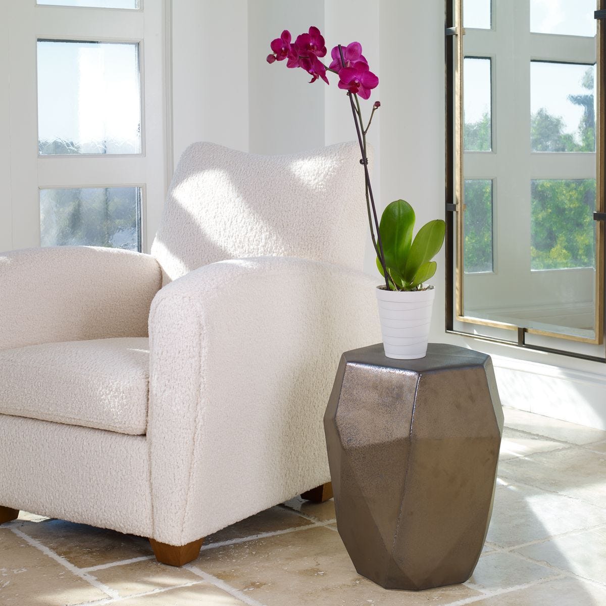 Maquette Garden Stool, Bronze - modern outdoor stools designed for comfort and style | Image 1 | InSTYLE Home & Rugs