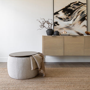 Ash Storage Ottoman — Performance Fabric with Walnut Oak Top - storage ottoman in performance fabric with a reversible oak top | Image 6 | InSTYLE Home & Rugs