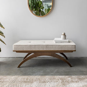 Austin Bench — Upholstered Bench with Walnut-Finish Base - upholstered bench with a warm walnut-finish wood base | Image 4 | InSTYLE Home & Rugs