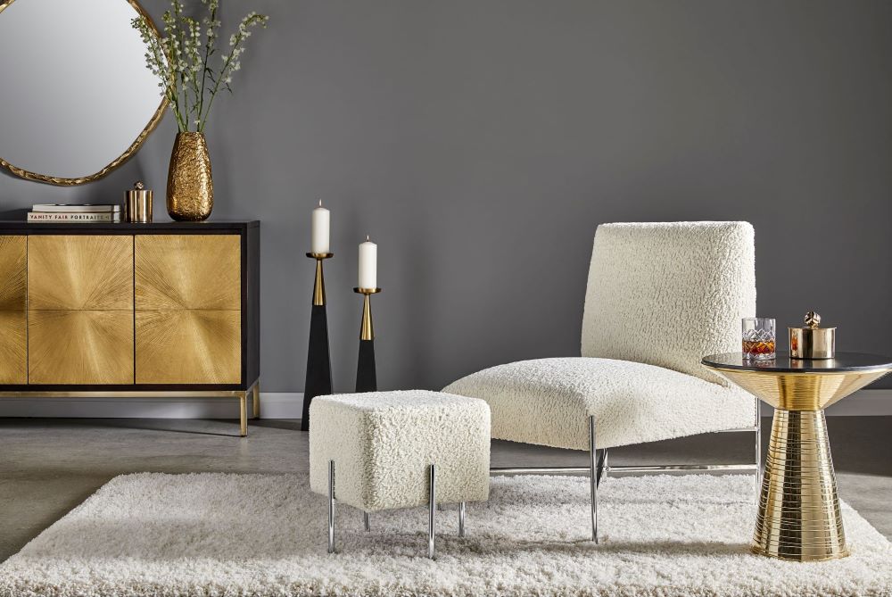 KUBE Ottoman GY-BEN-7772SS E-Grey Velvet - perfect footrests with style | Image 1 | InSTYLE Home & Rugs