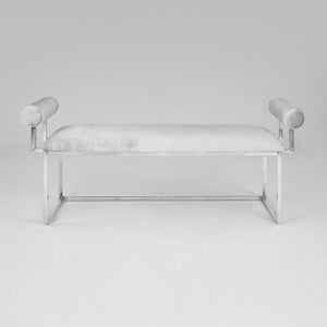 SERENA Bench GY-BEN-8046 Silver Satin W/Steel Base - perfect for entryways or patios | Image 2 | InSTYLE Home & Rugs