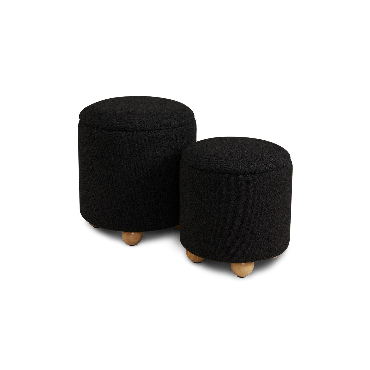 BENEDICT Storage Ottomans (Set of 2) Black boucle | InSTYLE Home & Rugs