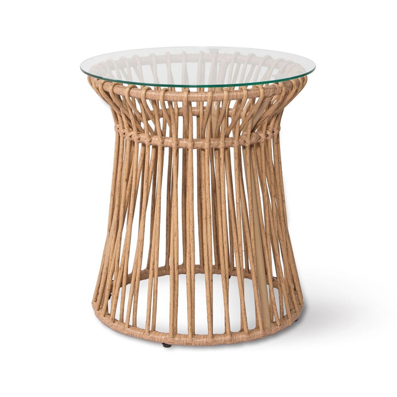 California Capri Accent Table in wicker with a tempered glass top | InSTYLE Home & Rugs