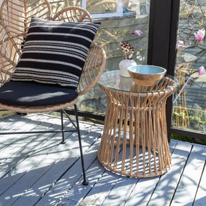 California Capri Accent Table in wicker with a tempered glass top | InSTYLE Home & Rugs
