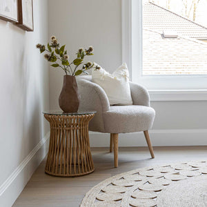 California Capri Accent Table in wicker with a tempered glass top | InSTYLE Home & Rugs