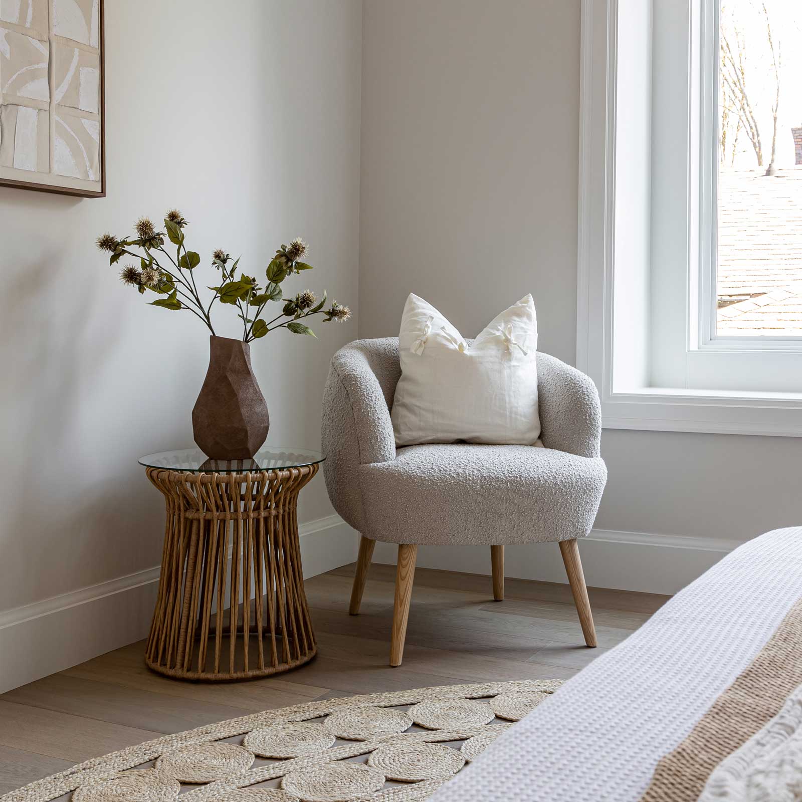 California Capri Accent Table in wicker with a tempered glass top | InSTYLE Home & Rugs