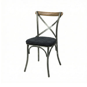 Metal Crossback Chair with Black Fabric Seat Cushion - comfortable seating for dining and office spaces | Image 1 | InSTYLE Home & Rugs