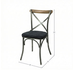 Metal Crossback Chair with Black Fabric Seat Cushion - comfortable seating for dining and office spaces | Image 3 | InSTYLE Home & Rugs