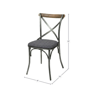 Metal Crossback Chair with Grey Fabric Seat Cushion - comfortable seating for dining and office spaces | Image 3 | InSTYLE Home & Rugs