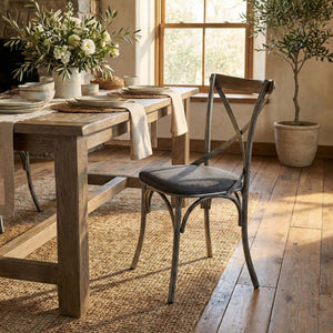 Metal Crossback Chair with Grey Fabric Seat Cushion - comfortable seating for dining and office spaces | Image 2 | InSTYLE Home & Rugs