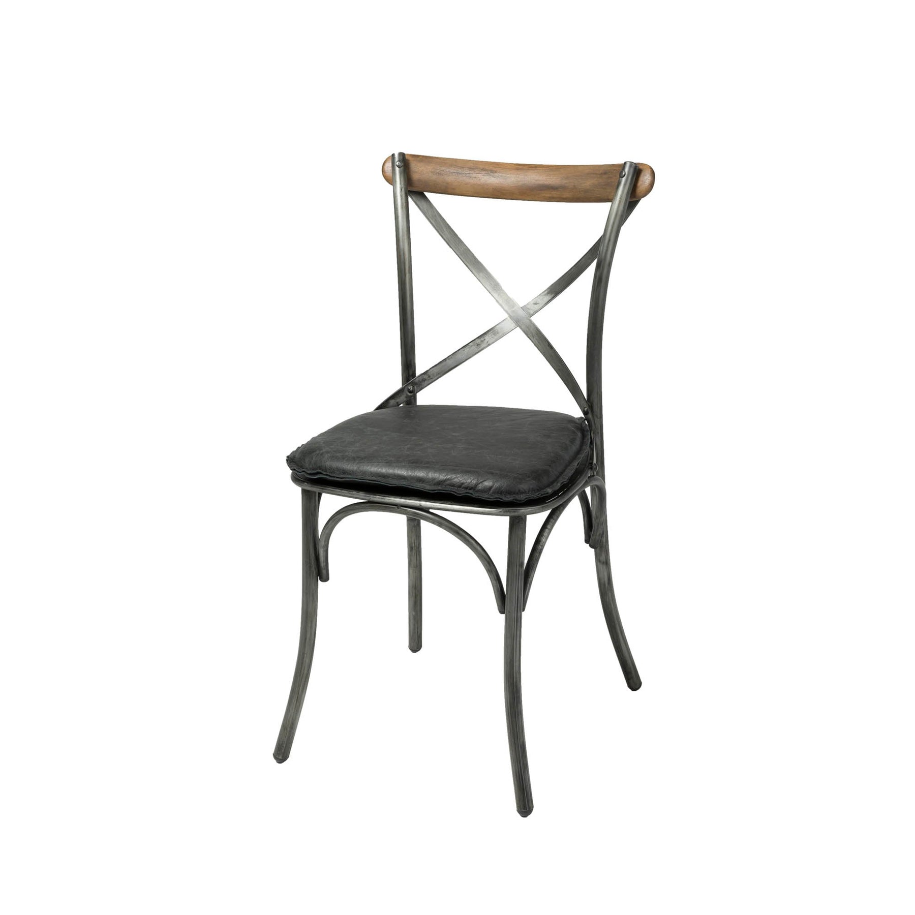 Metal Crossback Chair with Black Seat Cushion - comfortable seating for dining and office spaces | Image 1 | InSTYLE Home & Rugs