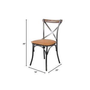 Metal Crossback Chair with Cognac Seat Cushion - durable construction for long-lasting use | Image 8 | InSTYLE Home & Rugs