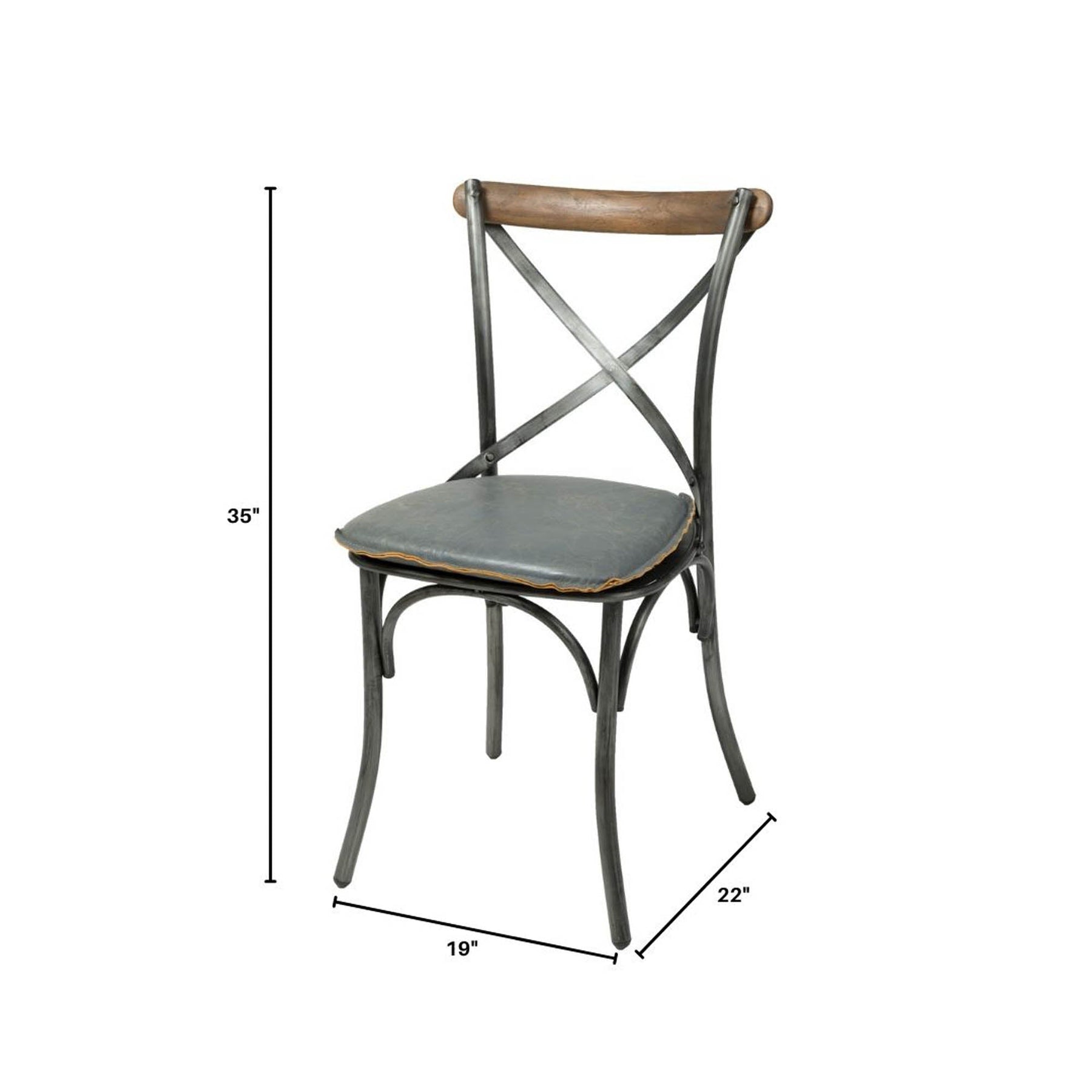 Metal Crossback Chair with Grey Seat Cushion - comfortable seating for dining and office spaces | Image 2 | InSTYLE Home & Rugs