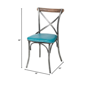 Metal Crossback Chair with Peacock Blue Seat Cushion - comfortable seating for dining and office spaces | Image 5 | InSTYLE Home & Rugs