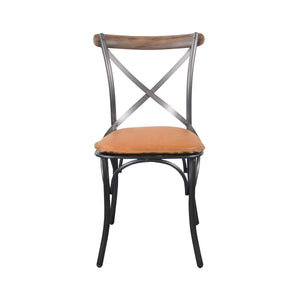Metal Crossback Chair with Cognac Seat Cushion - durable construction for long-lasting use | Image 2 | InSTYLE Home & Rugs