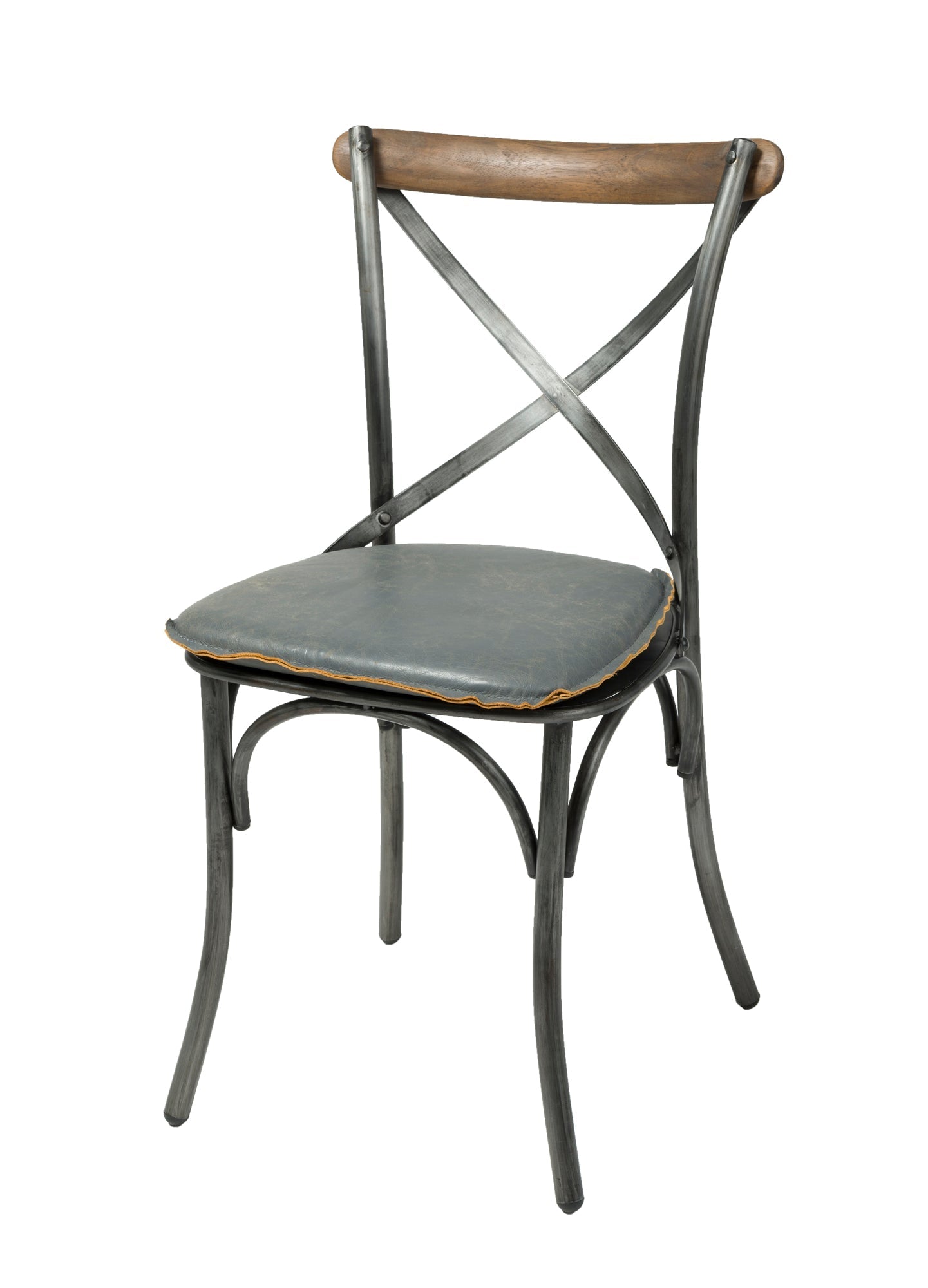 Metal Crossback Chair with Grey Seat Cushion - comfortable seating for dining and office spaces | Image 1 | InSTYLE Home & Rugs