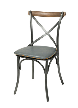 Metal Crossback Chair with Grey Seat Cushion - comfortable seating for dining and office spaces | Image 1 | InSTYLE Home & Rugs