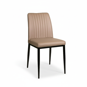 NEW SLAY Dining Chair GY-DC-2401N Dark Taupe PU BLACK LEGS - stylish chairs for any table | Image 1 | InSTYLE Home & Rugs