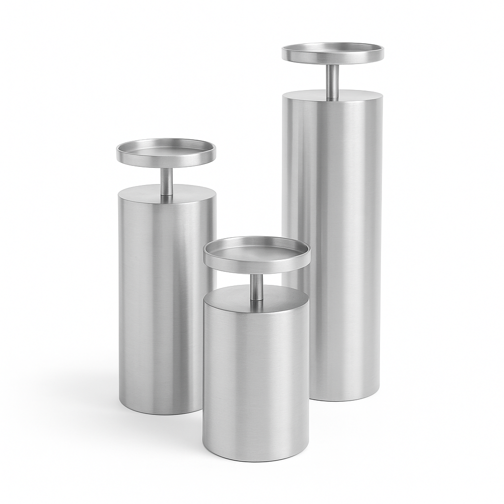 Raya Pillar Candle Holder Silver GY-17SVL (set Of 3) - wide range of home decor items to enhance your living space | Image 2 | InSTYLE Home & Rugs