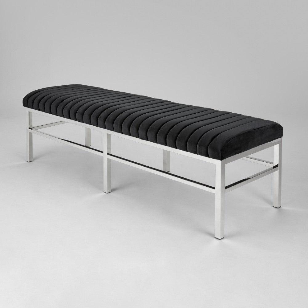 CHANNEL Bench GY-BC-7936 E.Grey Velvet - stylish bench for any space | Image 2 | InSTYLE Home & Rugs