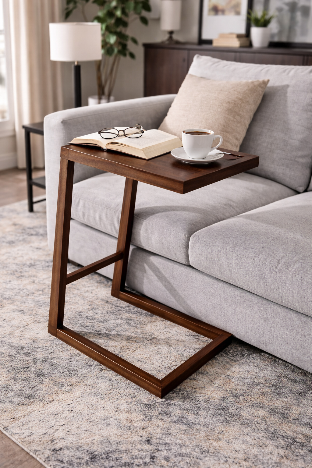 C TABLE walnut finish GY-ET-685 big size - sleek design for modern homes | Image 2 | InSTYLE Home & Rugs