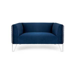 TRURO LOVSEAT GY-LS-8575 Ink Blue Velvet color - cozy loveseat for small spaces and intimate seating | Image 1 | InSTYLE Home & Rugs