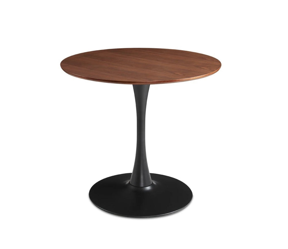 TULIP Round Dining Table Walnut Black Base - perfect for family meals | Image 1 | InSTYLE Home & Rugs