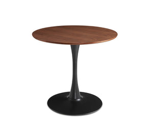 TULIP Round Dining Table Walnut Black Base - perfect for family meals | Image 1 | InSTYLE Home & Rugs