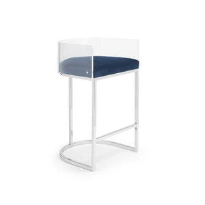 LUCCA Acrylic Counter Stool GY-COU-8529 Blue Ink Velvet color Polished steel - stylish bar stool for home bars or kitchen counters | Image 2 | InSTYLE Home & Rugs
