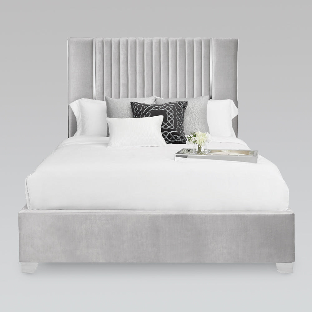 HAMILTON King Bed GY-BED-8229 Premiun Grey Velvet - comfortable beds for restful sleep | Image 2 | InSTYLE Home & Rugs