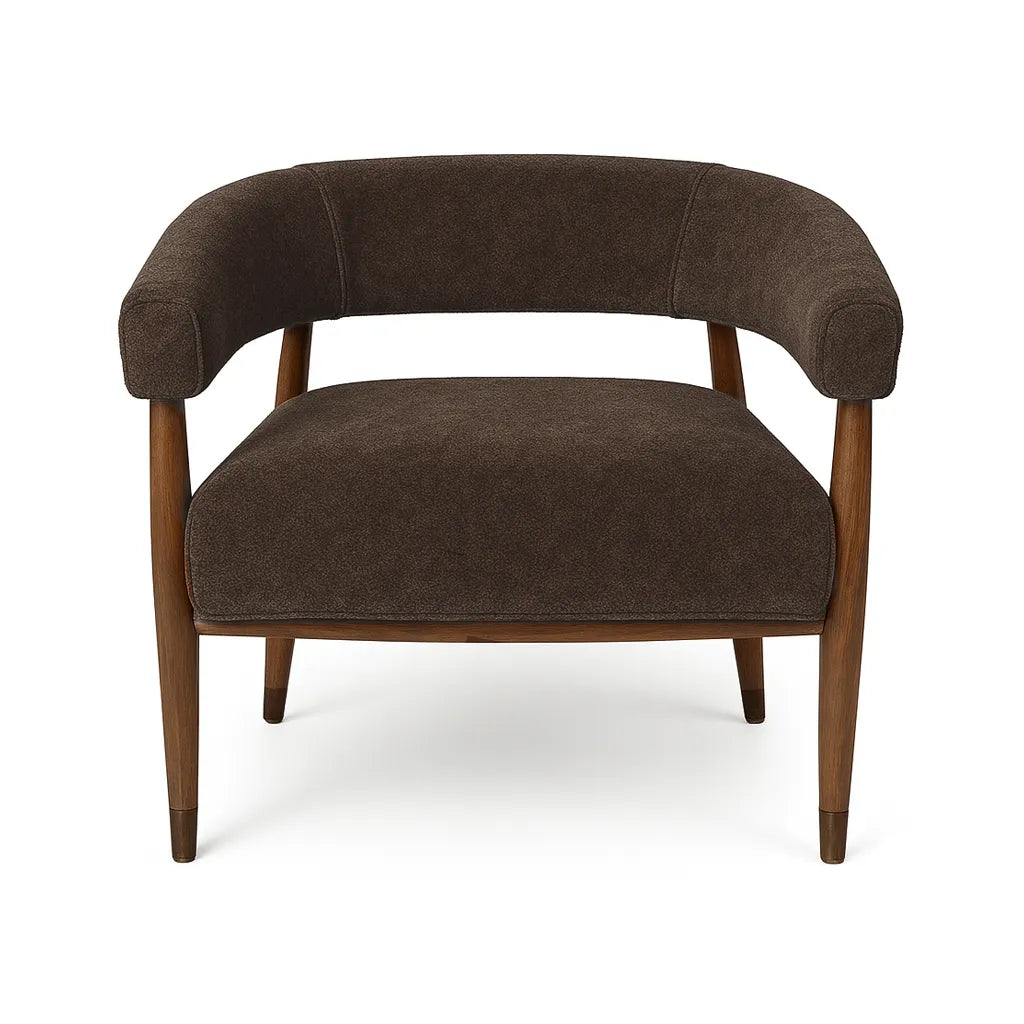 Everest Chair in Velvet Coffee with walnut-finish legs | InSTYLE Home & Rugs