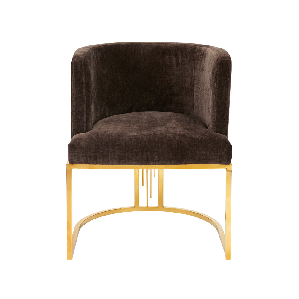 THEO chair GY-DC-8517G Java chocolate color polished gold finish - durable construction for long-lasting use | Image 2 | InSTYLE Home & Rugs