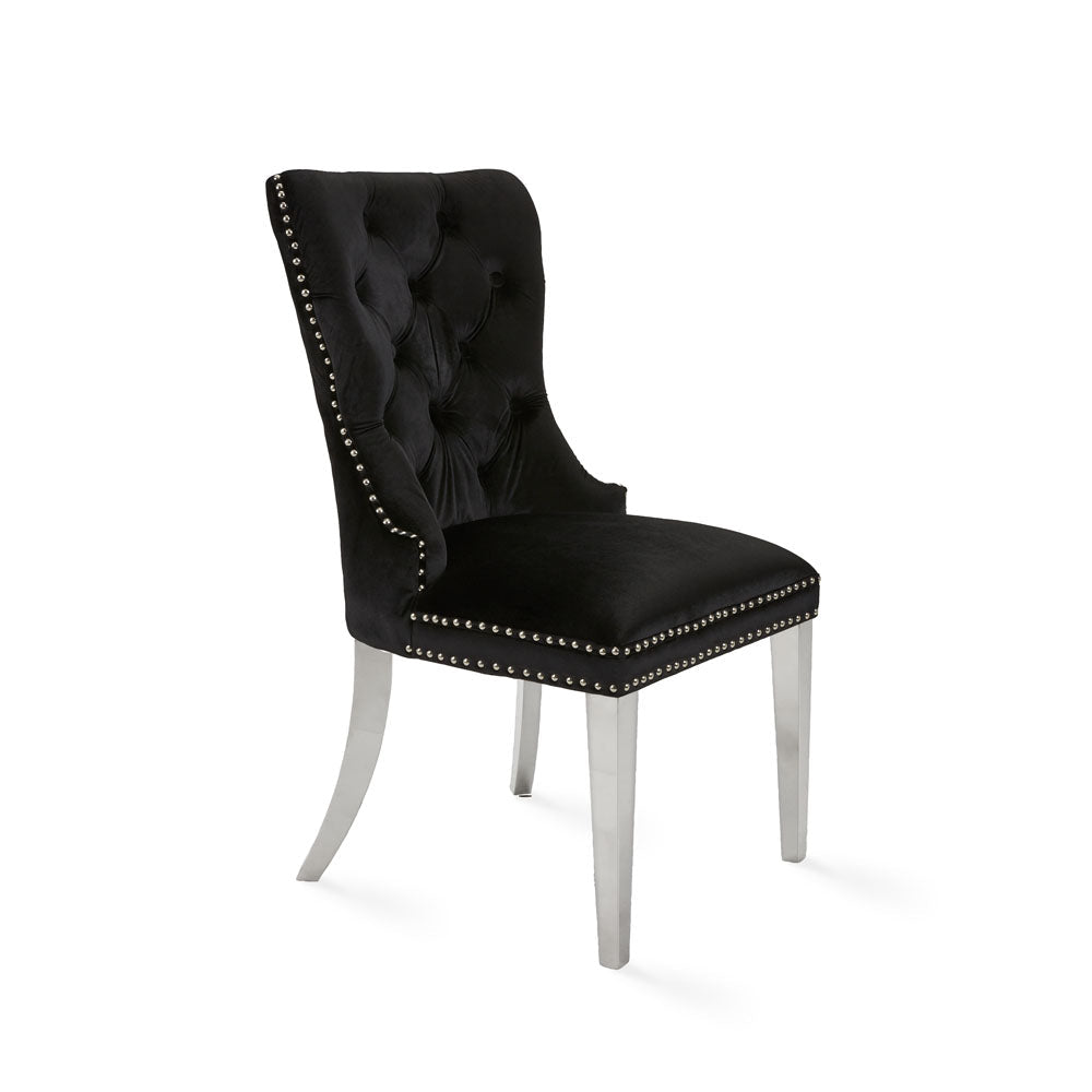 EUPHORIA Dining Chair GY-1029SS Black Velvet w/ steel legs - elegant seating for dining areas | Image 1 | InSTYLE Home & Rugs