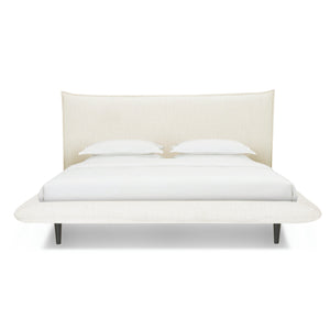 Fable upholstered bed in ecru fabric with curved footboard | InSTYLE Home & Rugs