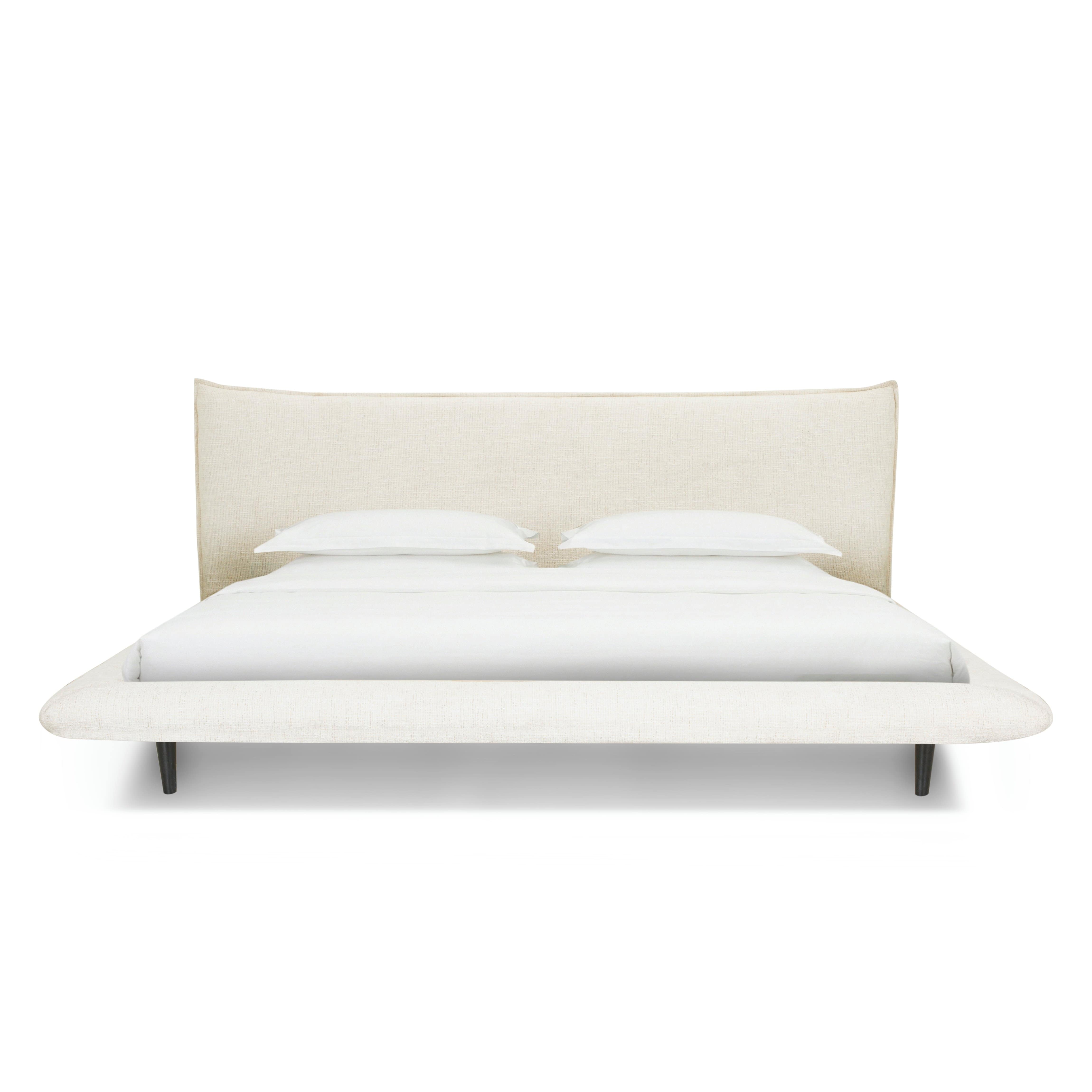 Fable upholstered bed in ecru fabric with curved footboard | InSTYLE Home & Rugs
