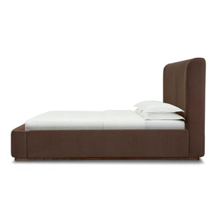 Filly upholstered bed in Velvet Coffee with curved headboard | InSTYLE Home & Rugs