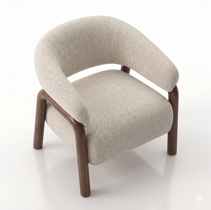 Foley Accent Chair in ecru fabric with solid wood legs | InSTYLE Home & Rugs