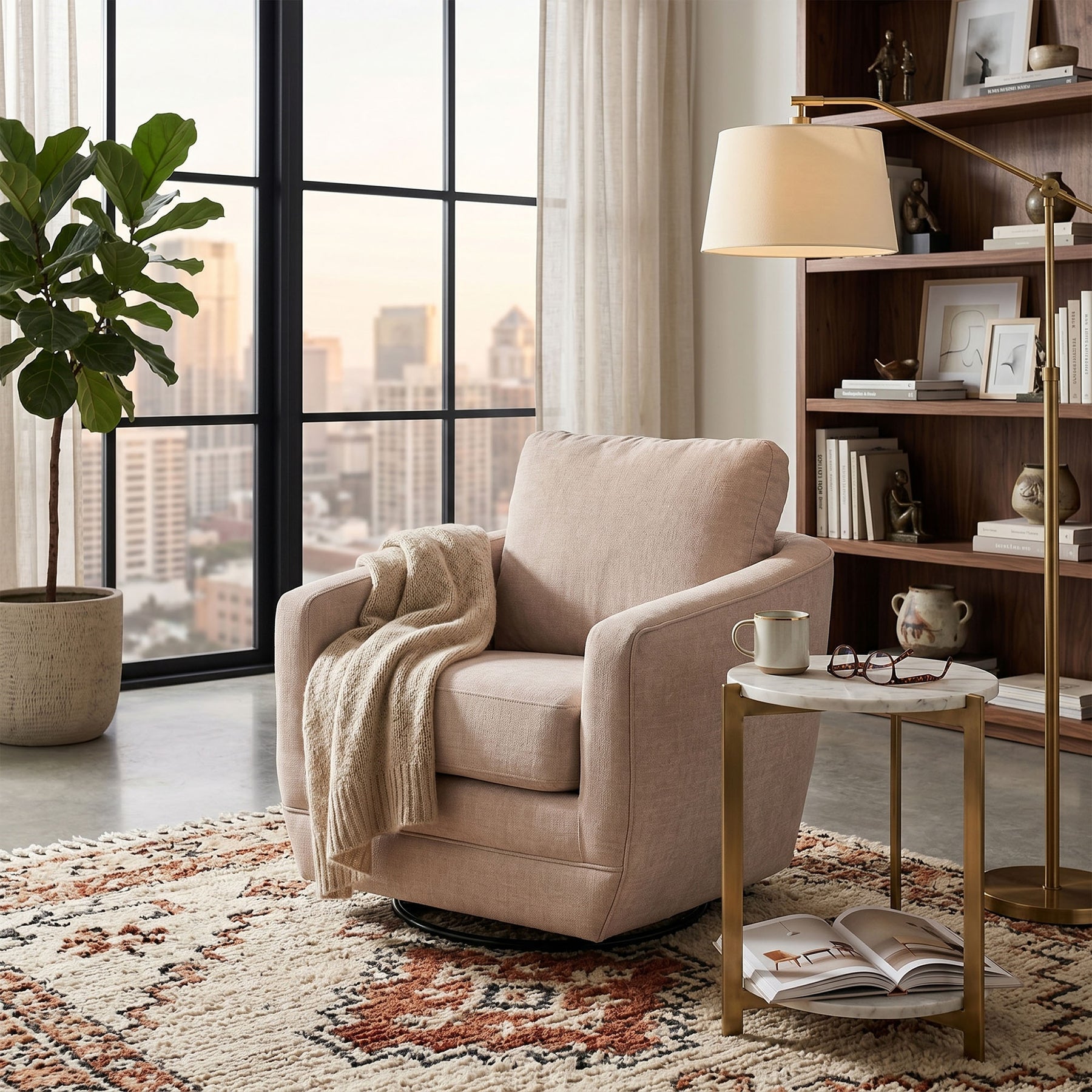 Baltimo Swivel Glider - modern accent armchair for stylish interiors | Image 2 | InSTYLE Home & Rugs