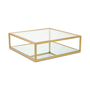 CASPIAN Coffee Table GY-CT-8206SQ-BG BRUSHED GOLD, tempered glass top with mirror base - versatile tables for living rooms and entryways | Image 2 | InSTYLE Home & Rugs