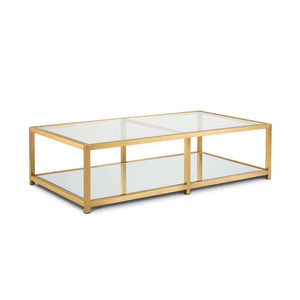 CASPIAN Coffee Table GY-CT-8206RECT-BG BRUSHED GOLD, tempered glass top with mirror base 150x80x40cm - versatile tables for living rooms and entryways | Image 1 | InSTYLE Home & Rugs