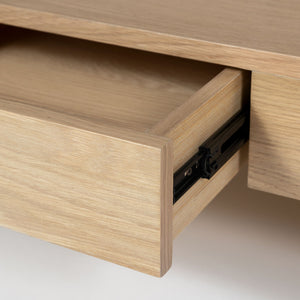 Hara Coffee Table in natural oak with drawer and brushed gold hardware | InSTYLE Home & Rugs